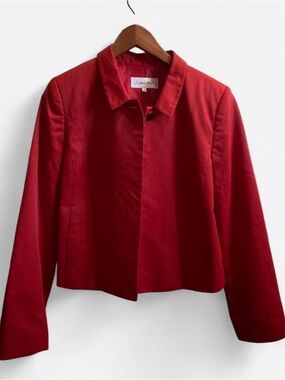 Calvin Klein Women's Red Cropped Single-Button Blazer